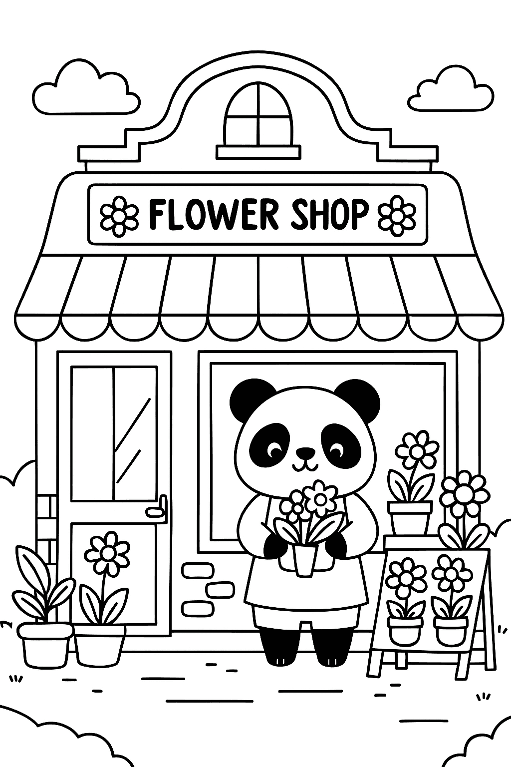 Cute Shop Coloring Page – Adorable Animal Store Scene - free coloring page image 4 of 14