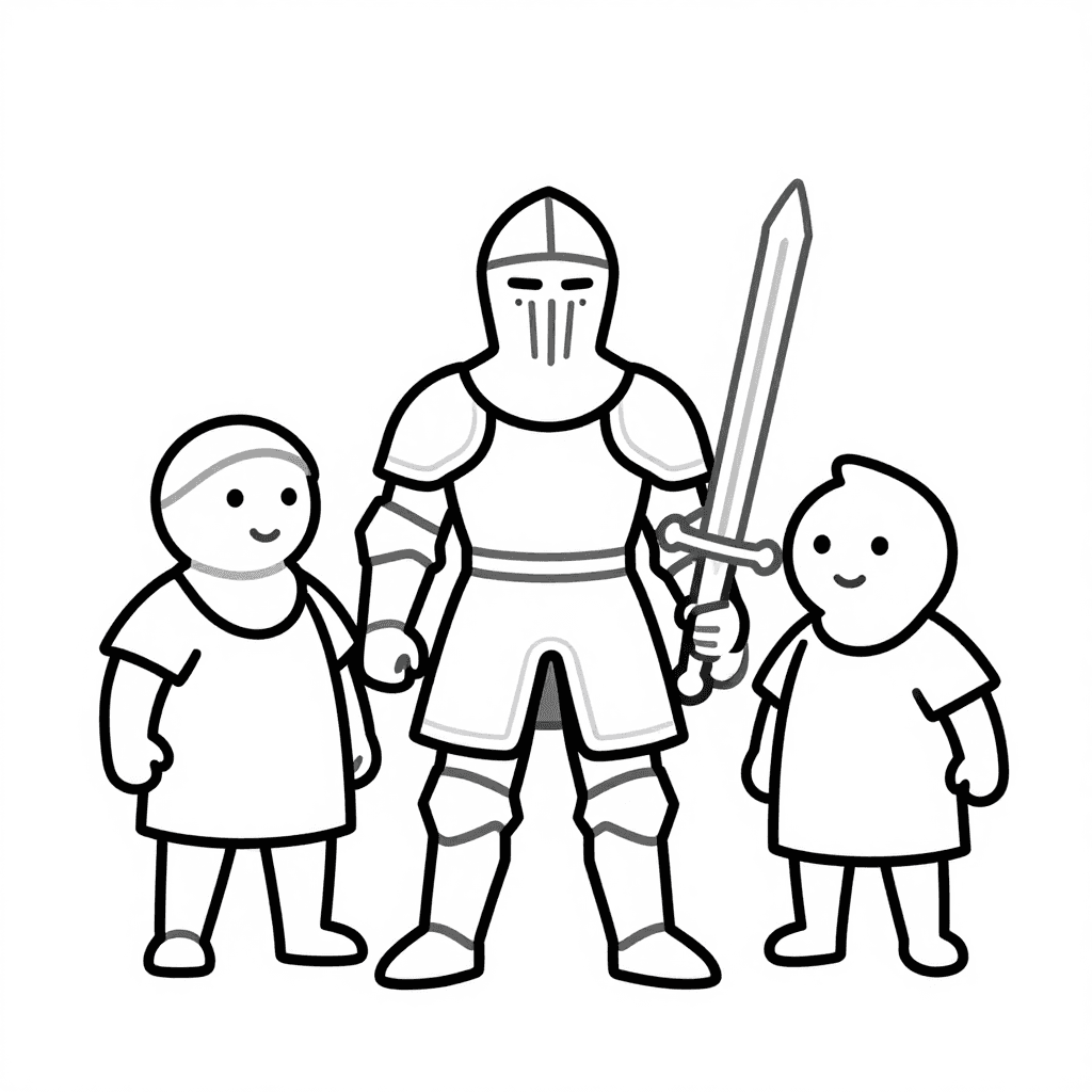 A Knight With Sword Coloring Page - free printable coloring page for kids to download