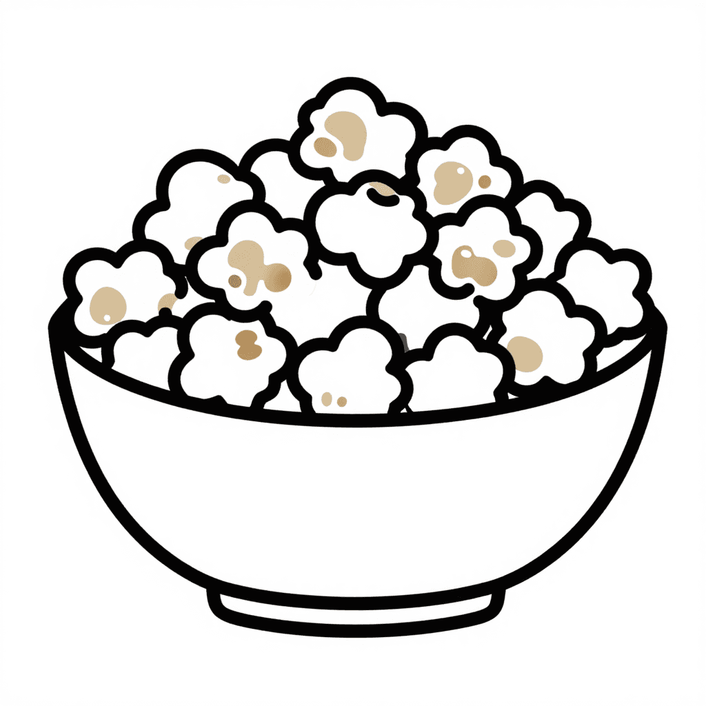 A Bowl Of Popcorn Coloring Page - free coloring page image 1 of 3