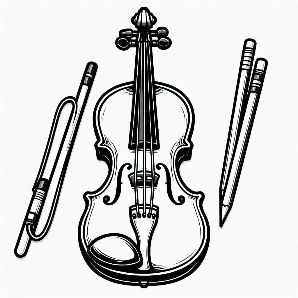 A Violin - Elegant Free Coloring Pages for Music Lovers & Artists! - free coloring page image 3 of 4