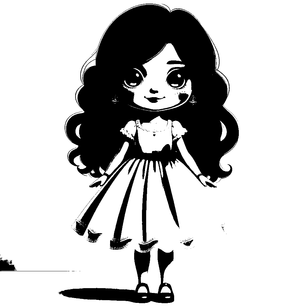 A Doll With Dress Coloring Page - free coloring page image 3 of 4