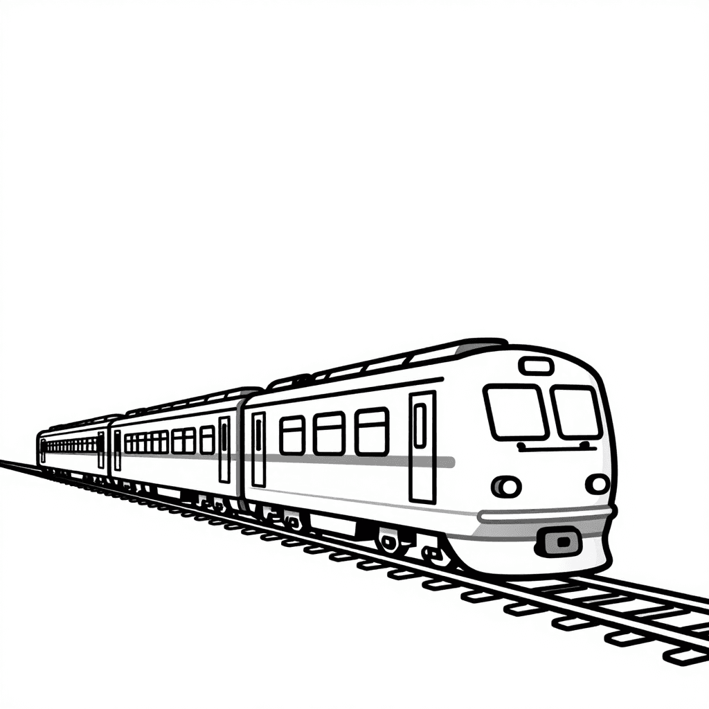 A Train On Tracks Coloring Page - free coloring page image 1 of 3