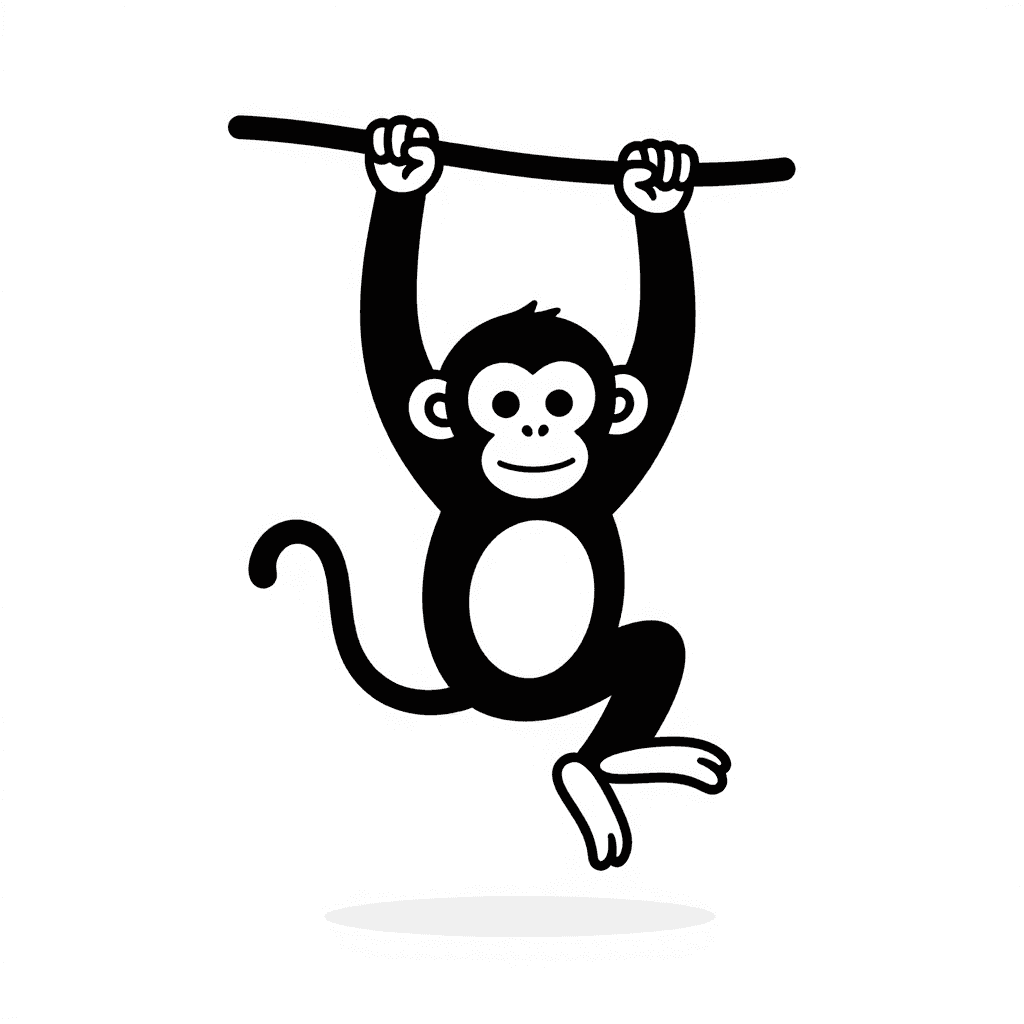 A Monkey Swinging On Vine Coloring Page - free coloring page image 3 of 3
