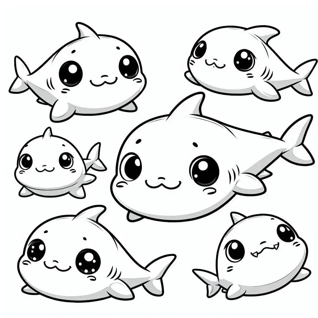 Baby Sharks – A Fin-tastic Coloring Adventure! - free printable coloring page for kids to download