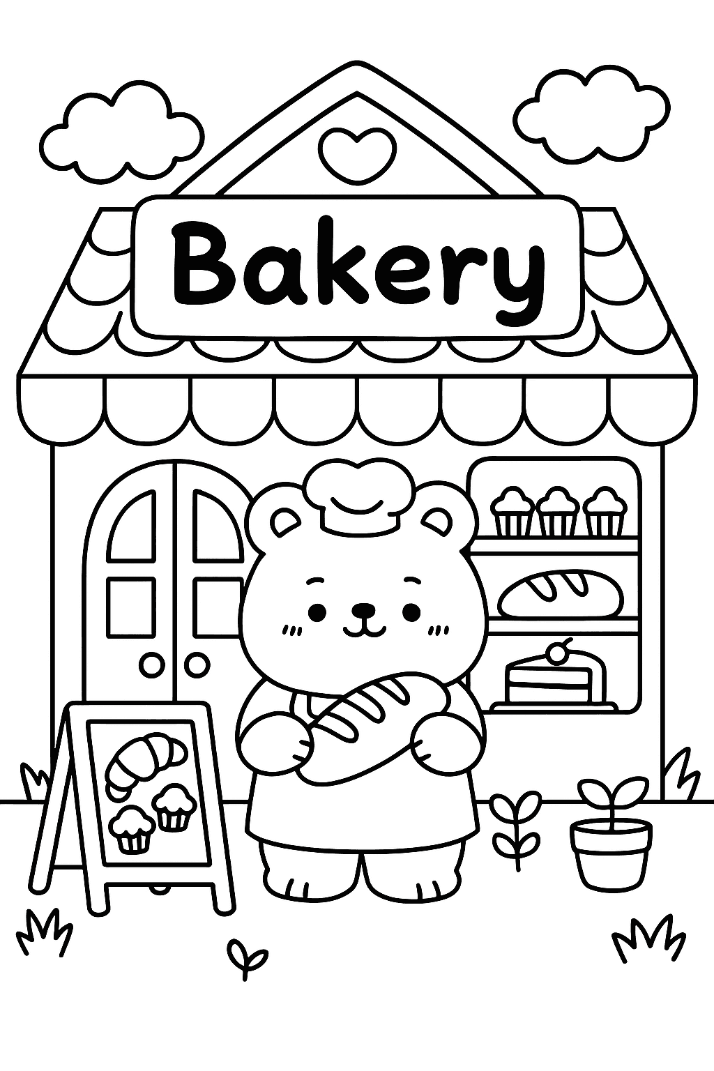 Cute Shop Coloring Page – Adorable Animal Store Scene - free coloring page image 6 of 14