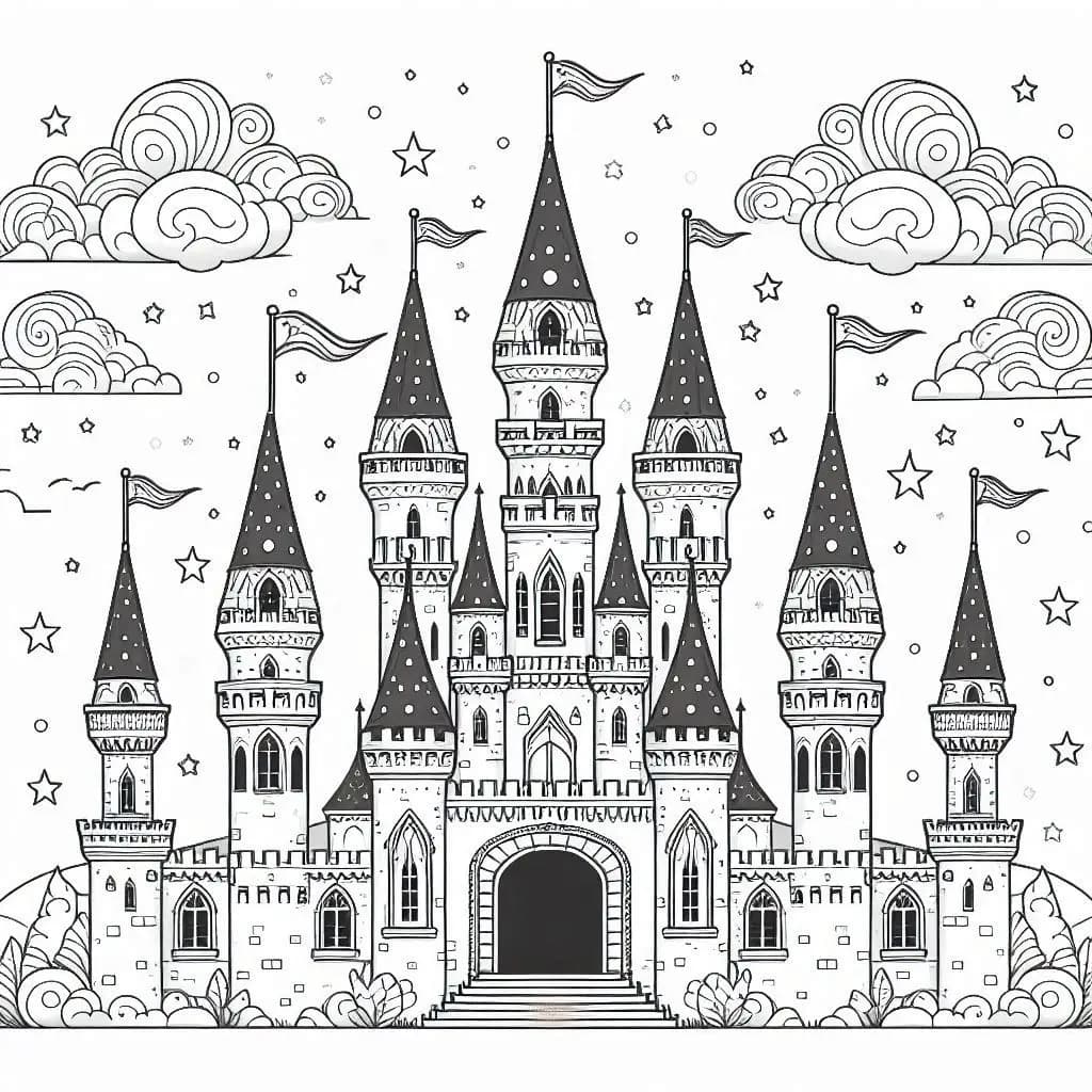 Magical Castle - Enchanting Free Coloring Pages for Fantasy Lovers! - free printable coloring page for kids to download