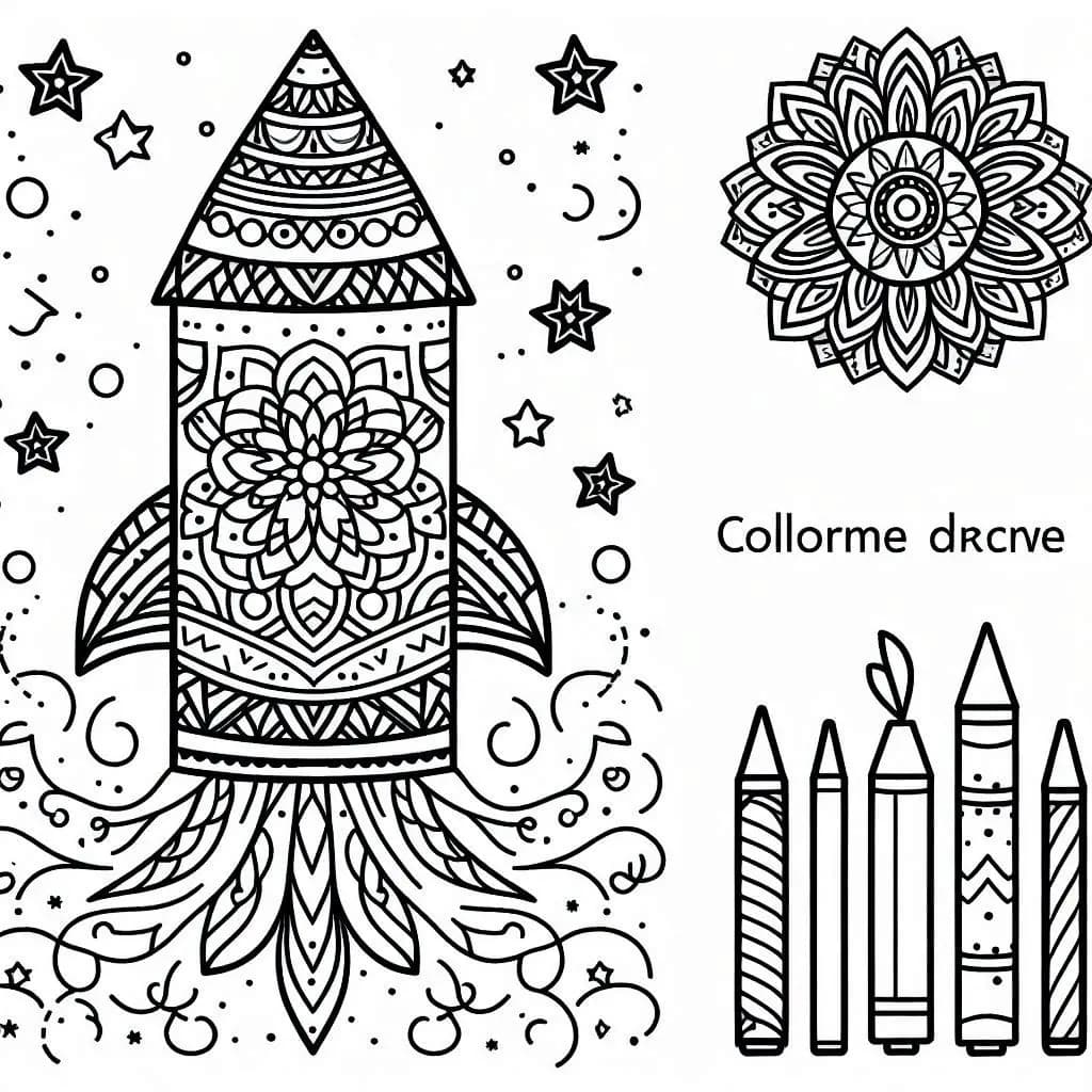 Burst of Colors: Fireworks Fun Coloring Book   - free coloring page image 6 of 6
