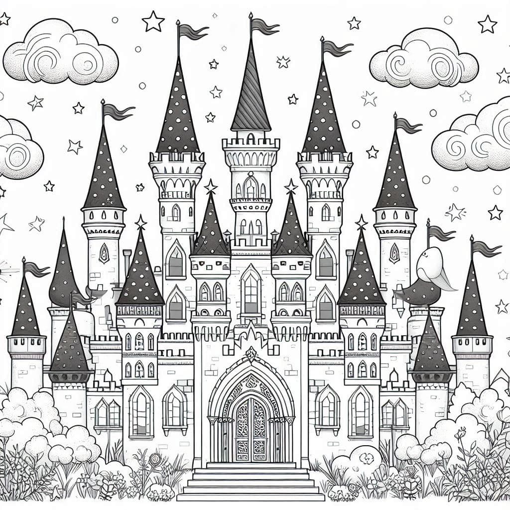 Magical Castle - Enchanting Free Coloring Pages for Fantasy Lovers! - free coloring page image 2 of 4