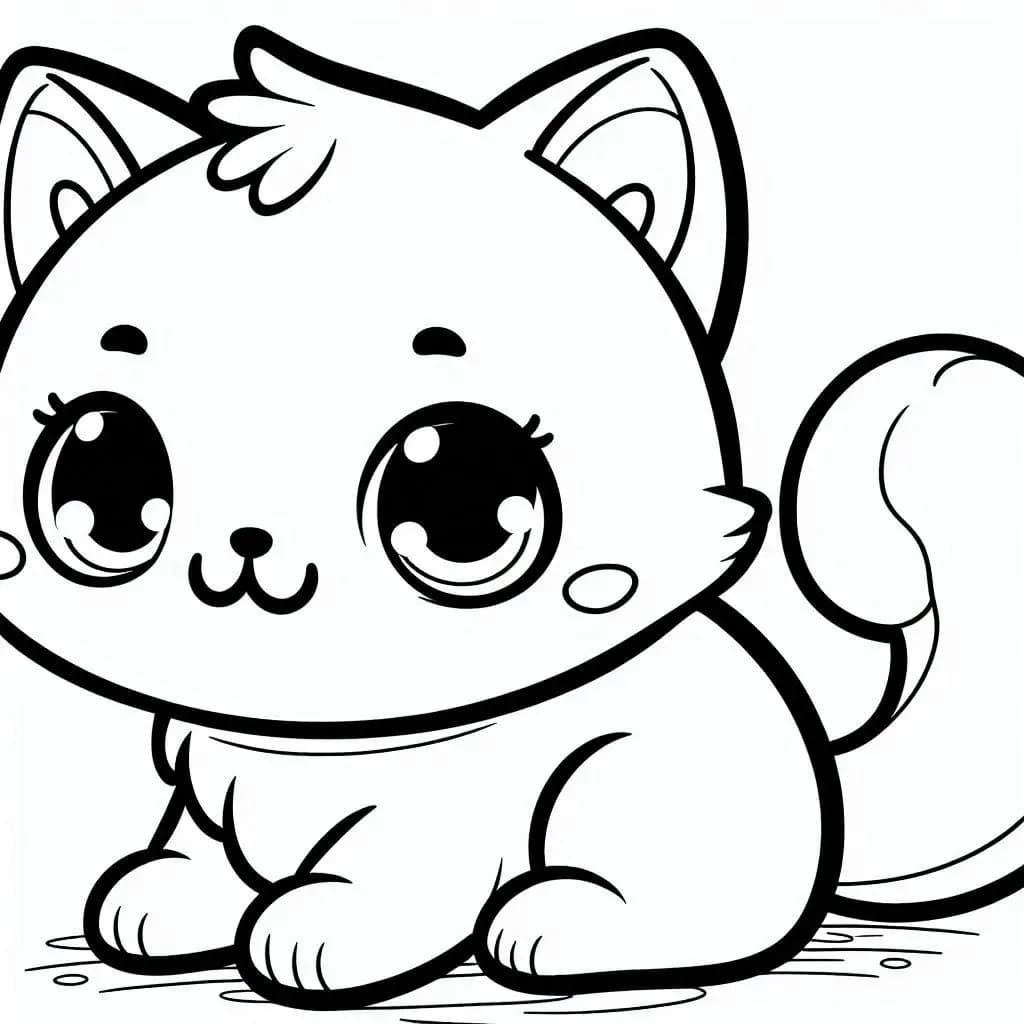 Adorable Cute Cat – Purr-fect Fun for All Ages! - free printable coloring page for kids to download