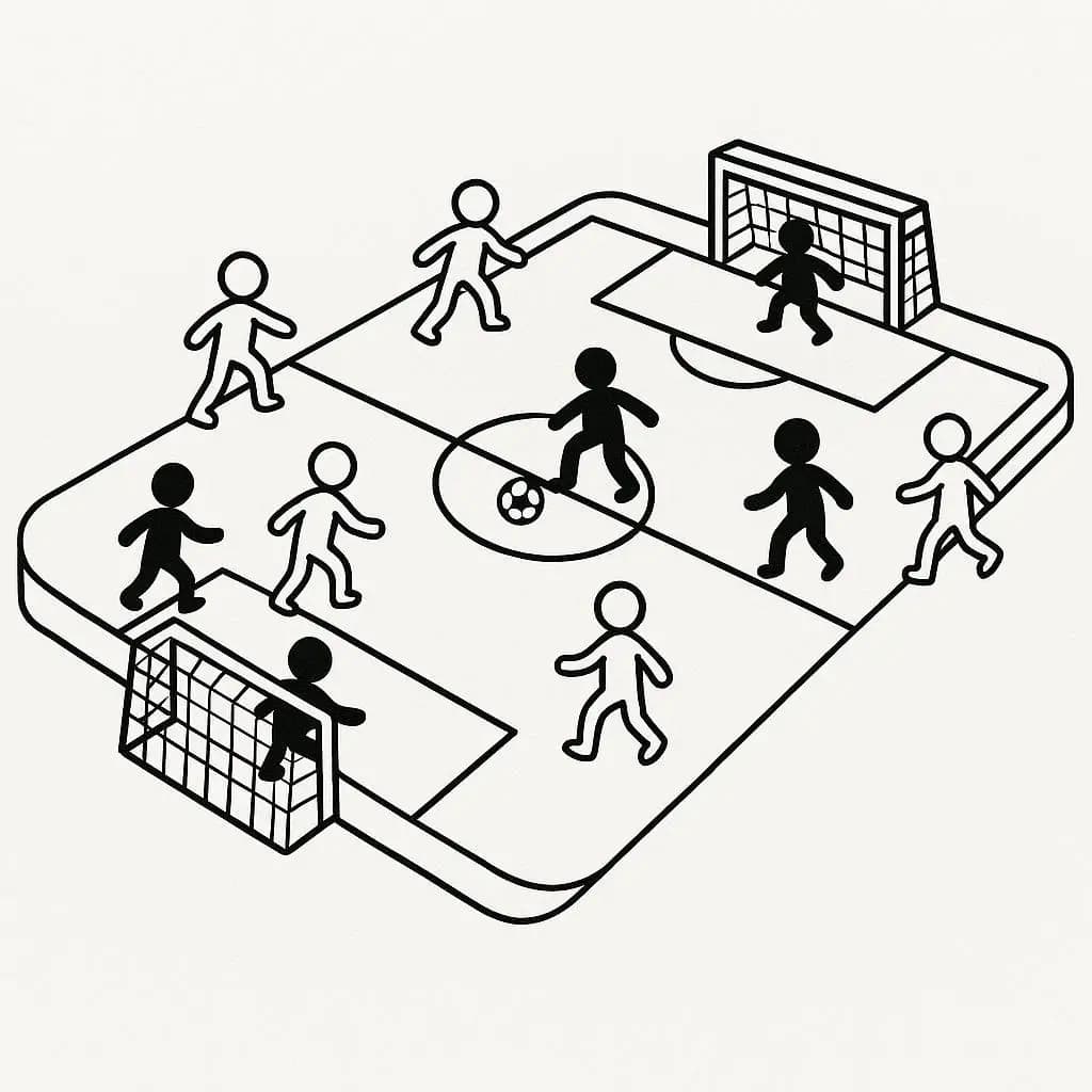 Kick & Color: Futsal Match Coloring Book - free printable coloring page for kids to download