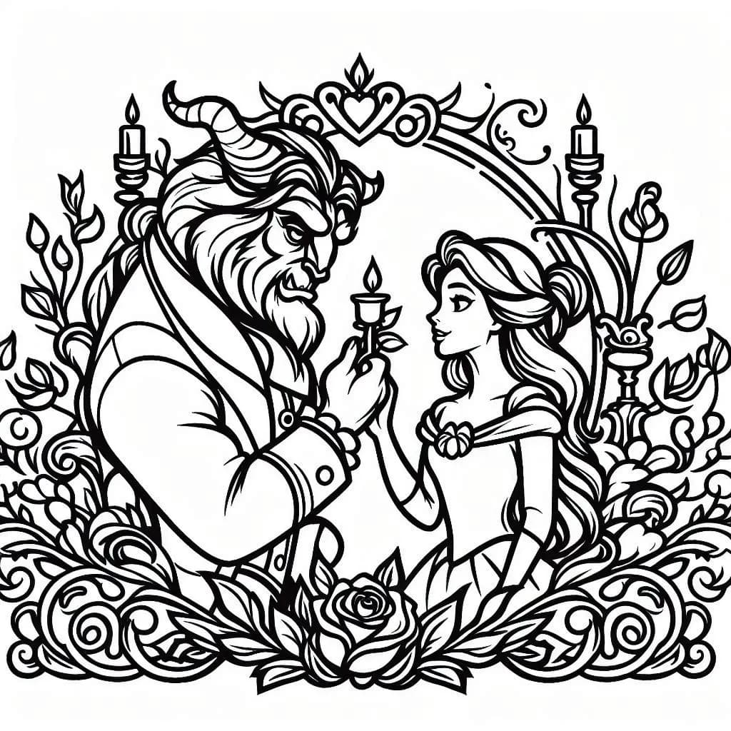 Beauty and the Beast – A Fairytale Coloring Adventure! - free printable coloring page for kids to download