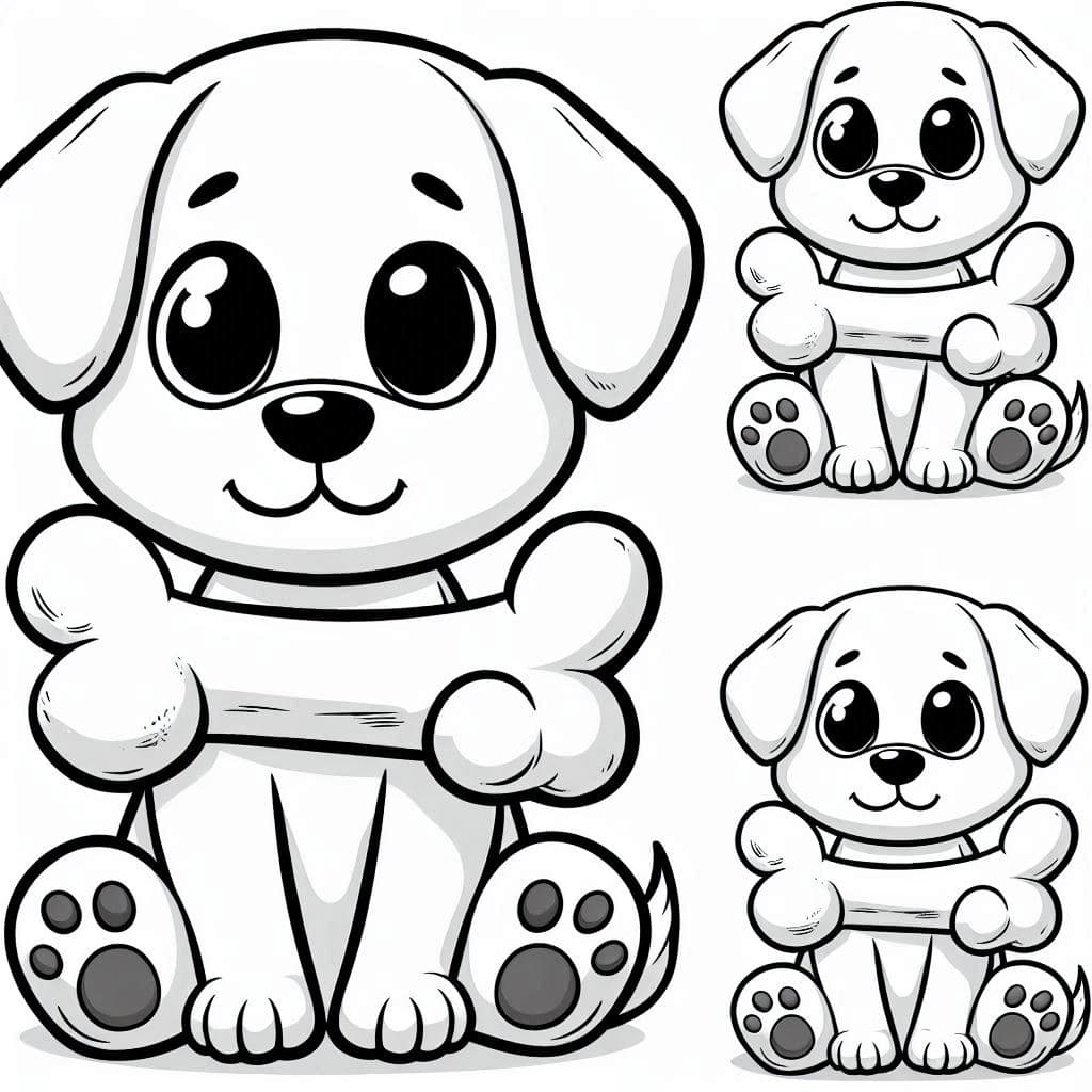 A Dog With Bone - Playful Free Coloring Pages for Puppy Lovers! - free coloring page image 4 of 4