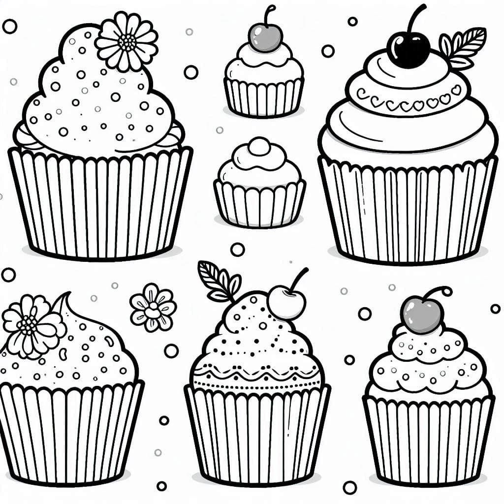 Cupcakes - Delicious Free Coloring Pages for Baking Enthusiasts! - free coloring page image 2 of 4