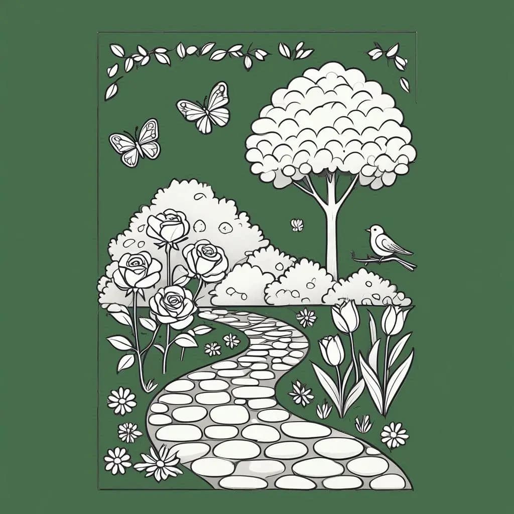 Bloom & Color: A Beautiful Flower Garden - free coloring page image 5 of 6