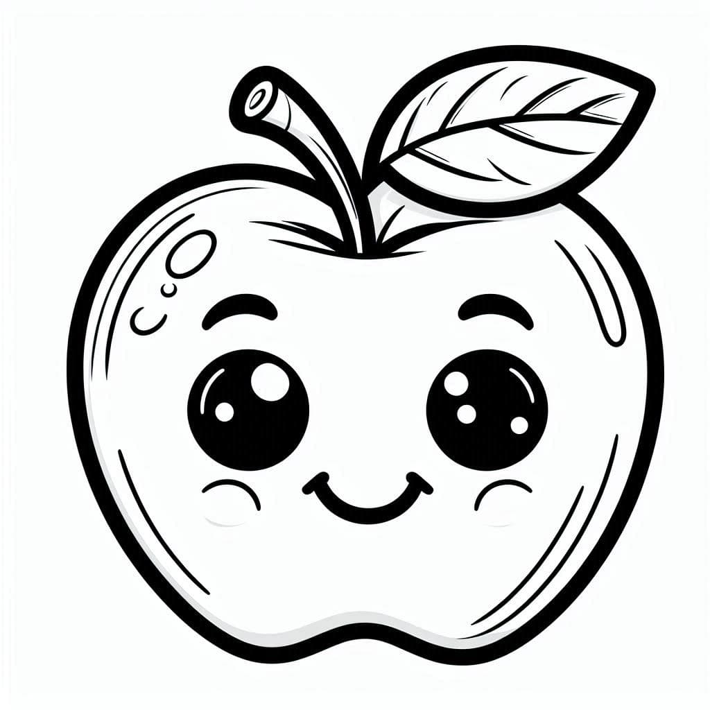 Smiling Apple - Juicy Free Coloring Pages for Fruit Lovers! - free coloring page image 4 of 4