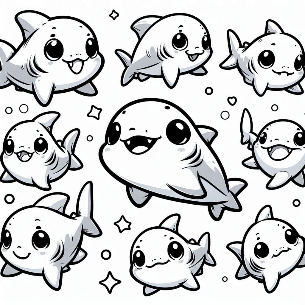 Baby Sharks – A Fin-tastic Coloring Adventure! - free coloring page image 4 of 4