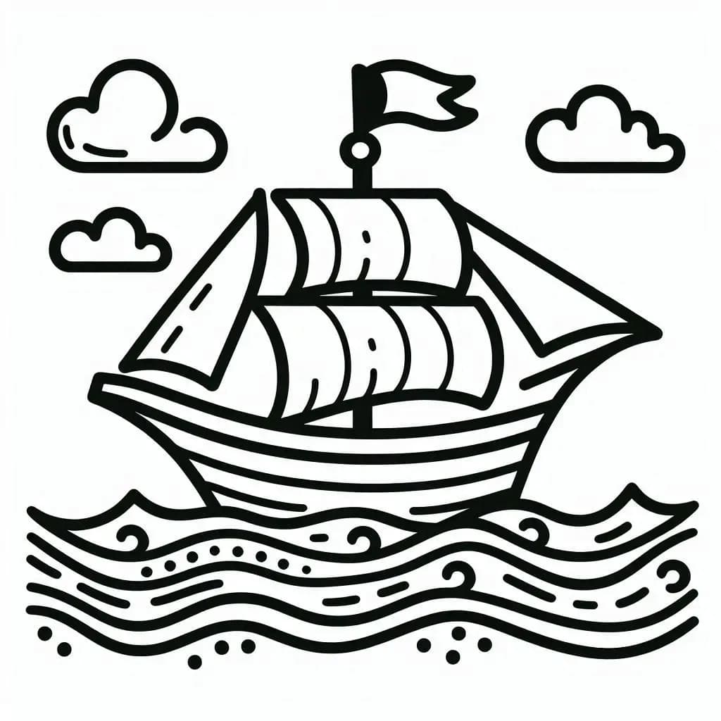 Ship in the Sea – A Relaxing and Adventurous Coloring Experience! - free printable coloring page for kids to download