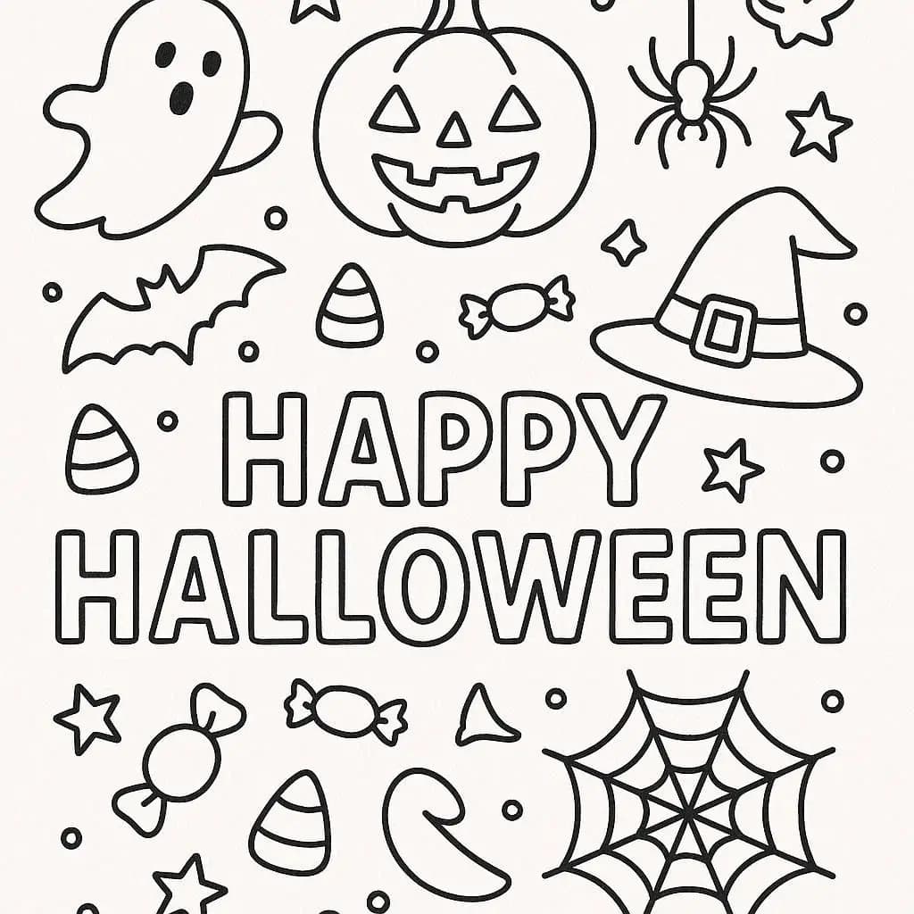  Spooky & Sweet: Halloween party - free printable coloring page for kids to download