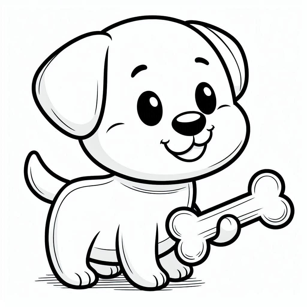 A Dog With Bone - Playful Free Coloring Pages for Puppy Lovers! - free coloring page image 3 of 4