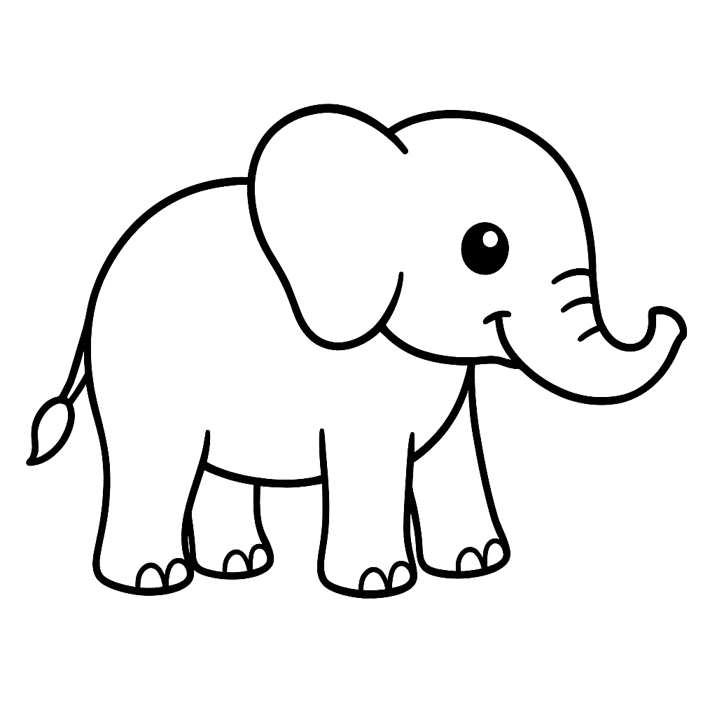 Cute Elephant Coloring Page for Kids - free printable coloring page for kids to download