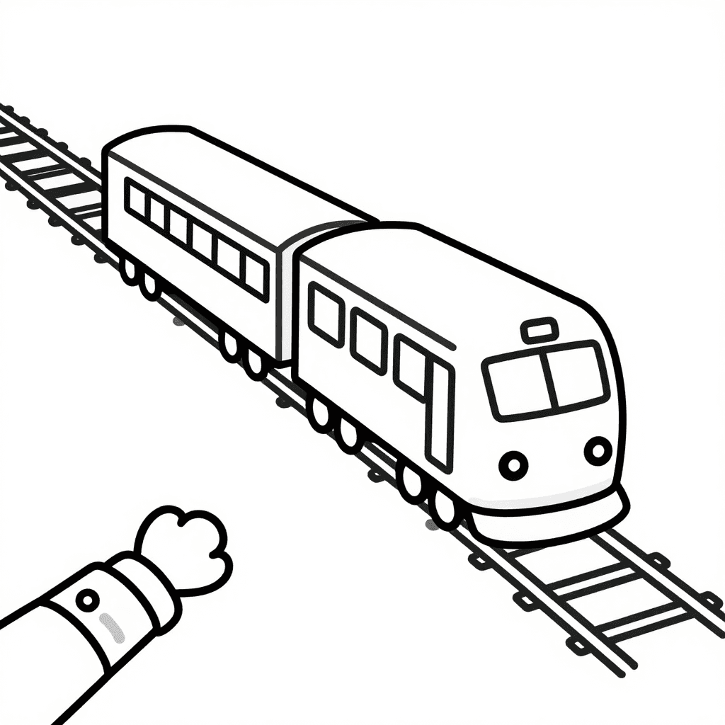 A Train On Tracks Coloring Page - free coloring page image 2 of 3