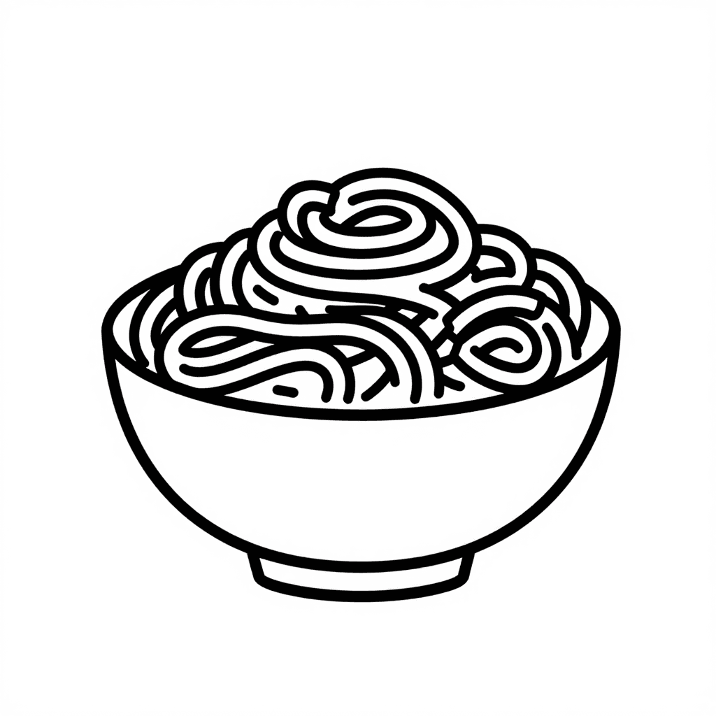 A Bowl Of Spaghetti Coloring Page - free coloring page image 3 of 3