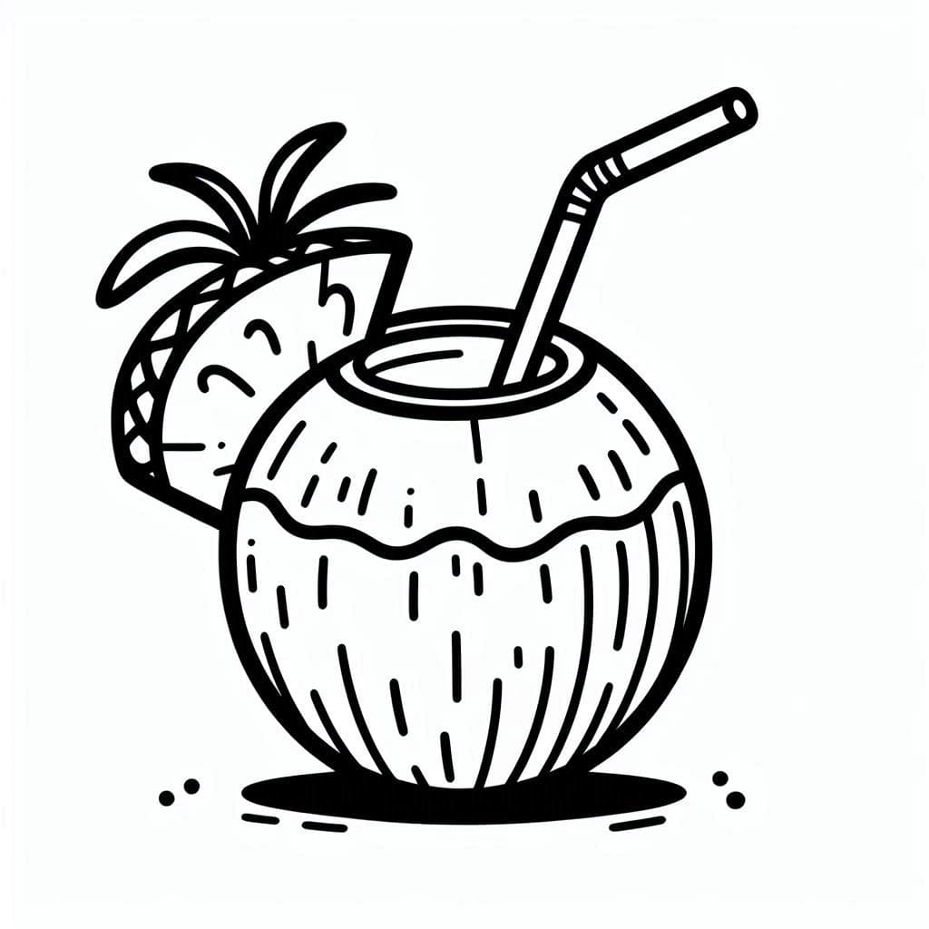 Cool Coconut Sippin’ Time! - free printable coloring page for kids to download