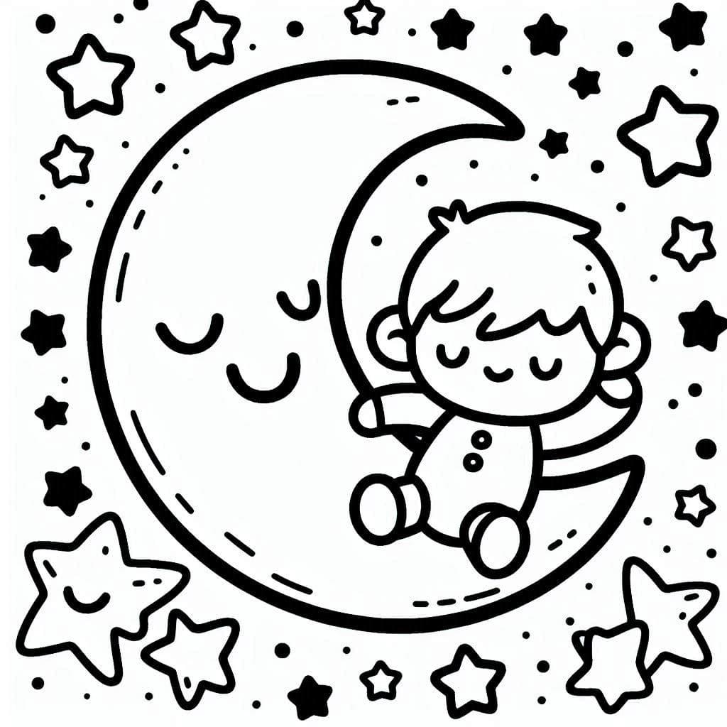 Moon and Stars – A Magical Night Sky Coloring Adventure! - free coloring page image 2 of 4