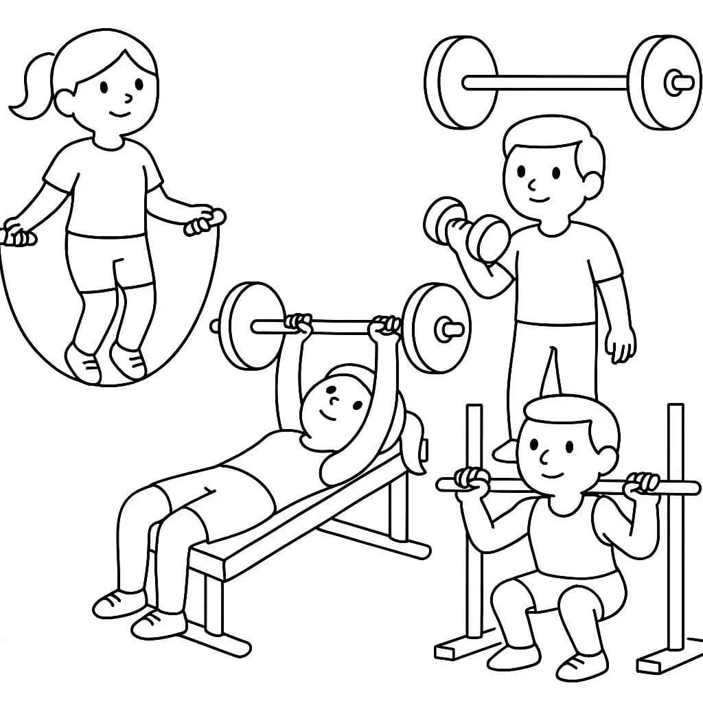 Get Moving! Fun Exercise! Gym Time Coloring Book - free printable coloring page for kids to download