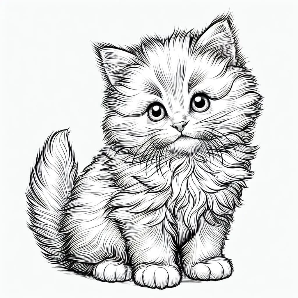 My Fluffy Kitten - Personalized Free Coloring Pages for Cat Lovers! - free printable coloring page for kids to download