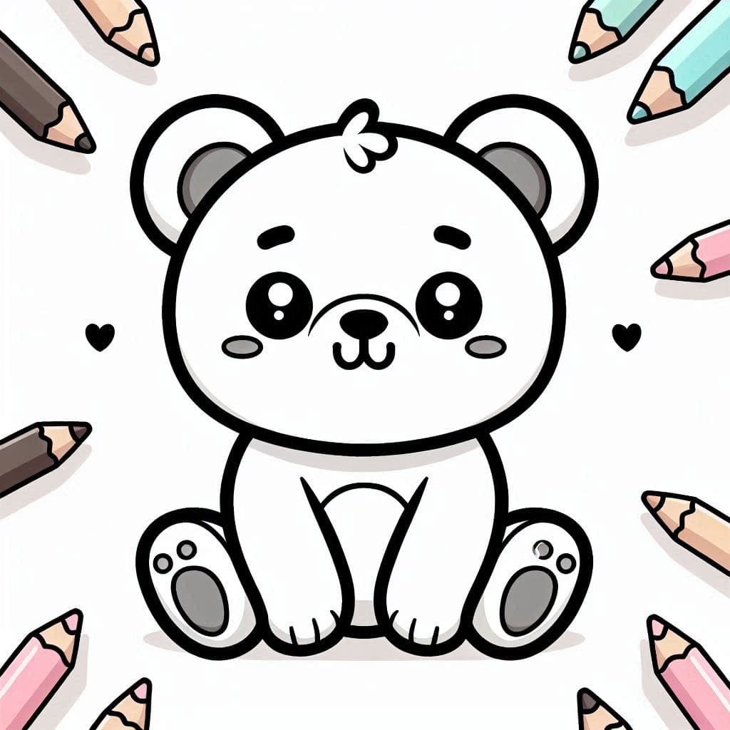 Baby Bear - Cuddly Free Coloring Pages for Forest Friends! - free coloring page image 3 of 4