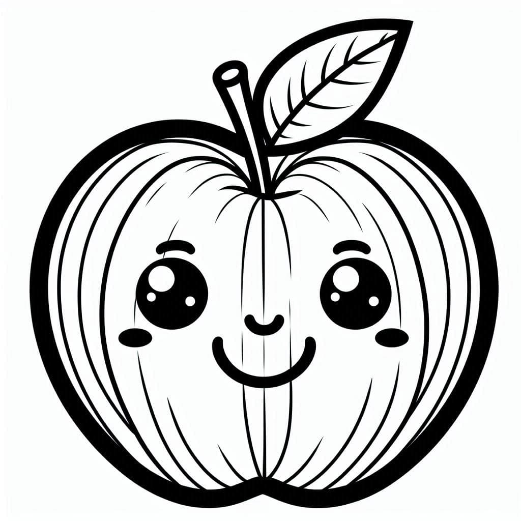 Smiling Apple - Juicy Free Coloring Pages for Fruit Lovers! - free coloring page image 3 of 4