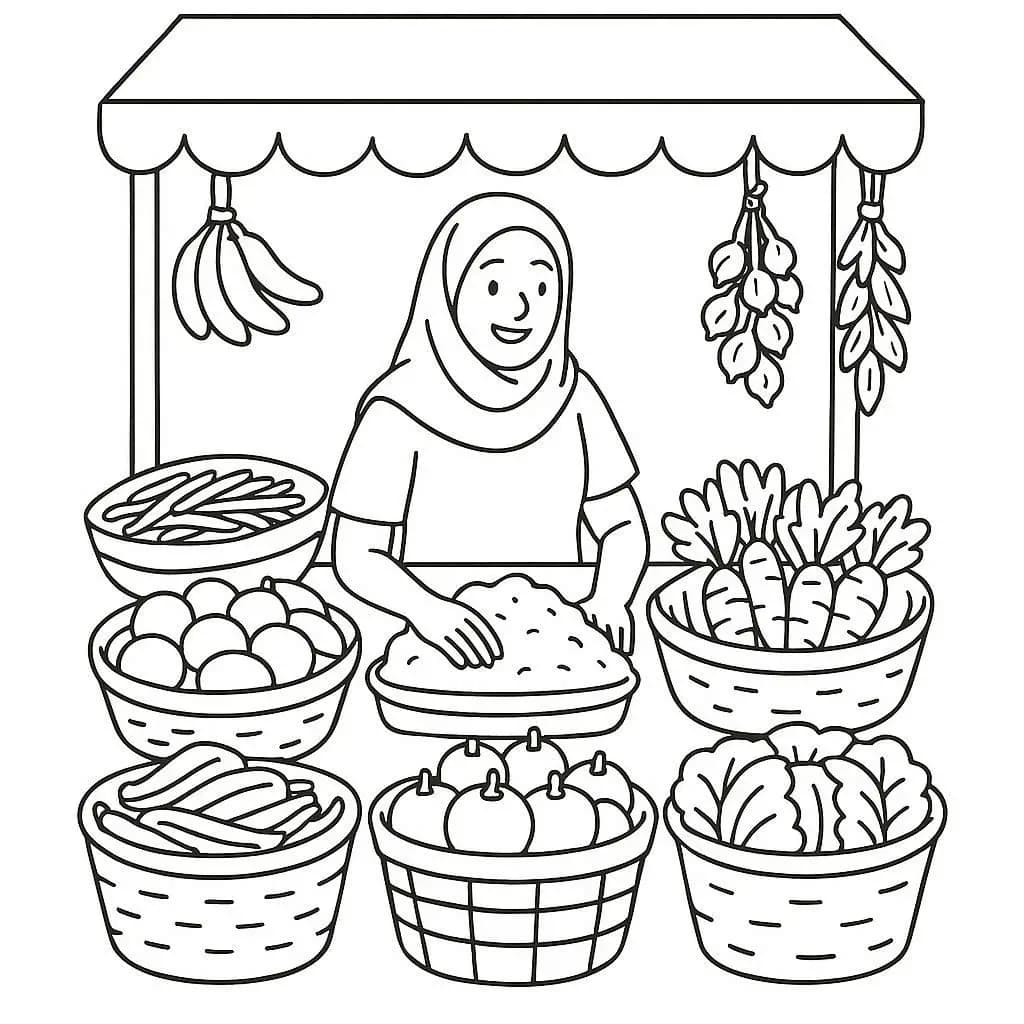 Colorful Market Day: A Traditional Market Adventure - free coloring page image 5 of 5