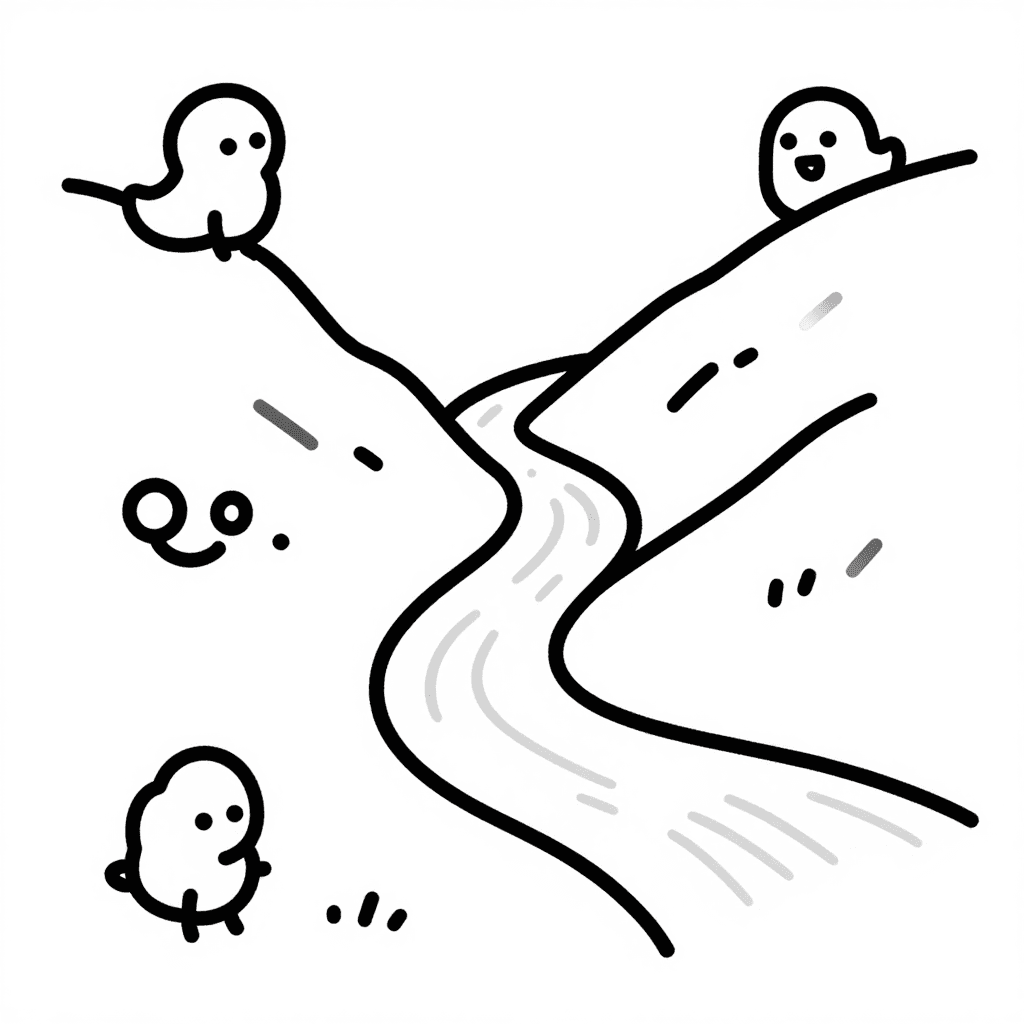 A River Winding Through Valley Coloring Page - free coloring page image 2 of 3