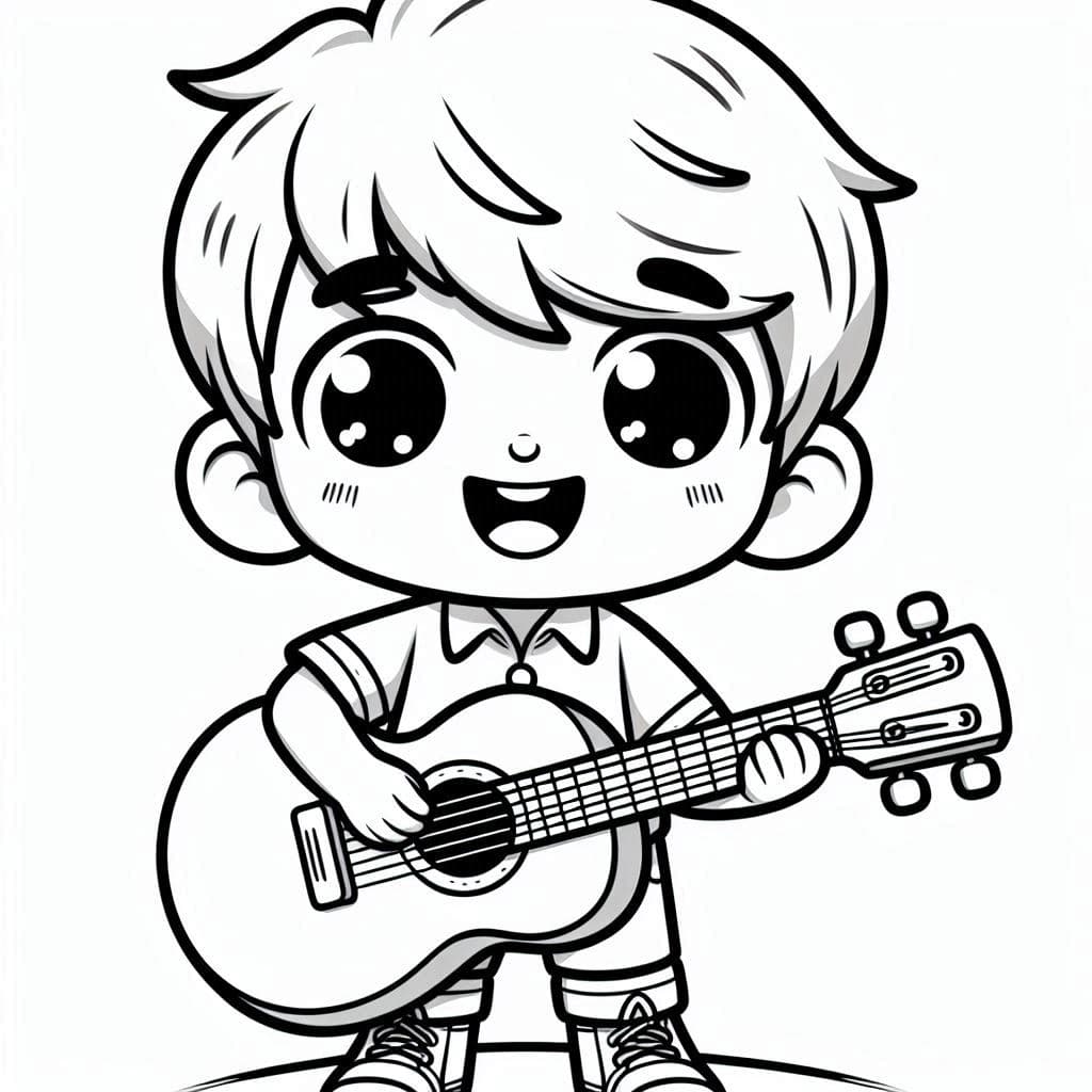 Rockin’ Guitar Boy — Collection Coloring Page for Music Lovers - free coloring page image 4 of 4