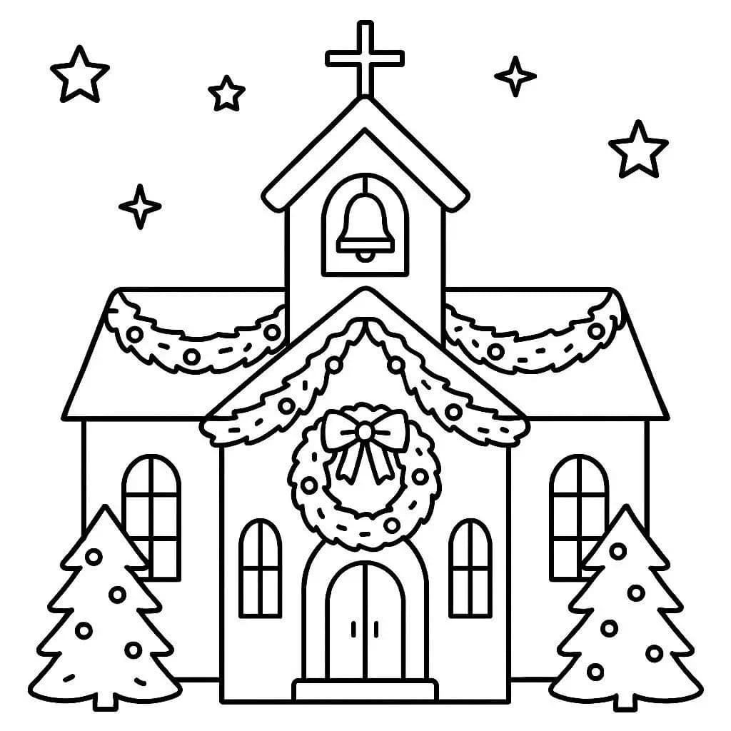 Christmas Joy at the Church: A Holiday Coloring Book - free printable coloring page for kids to download