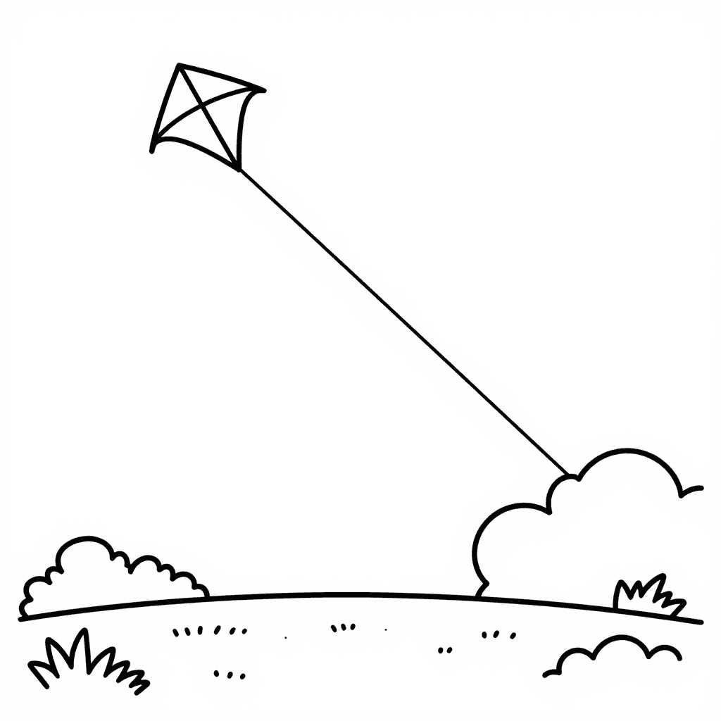 A Kite Flying Coloring Page - free printable coloring page for kids to download