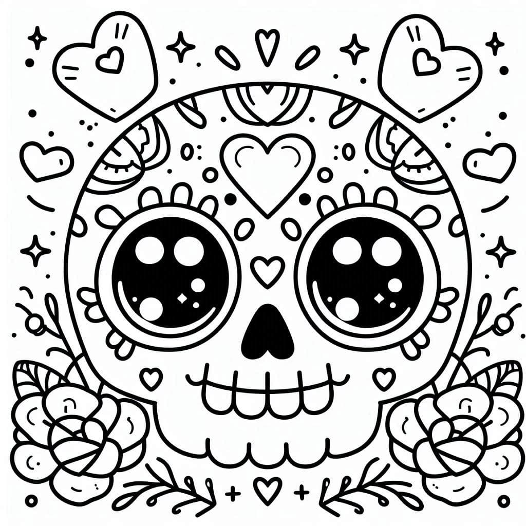 Cute Skull — Collection Coloring Page for Spooky Fun Fans - free coloring page image 3 of 4