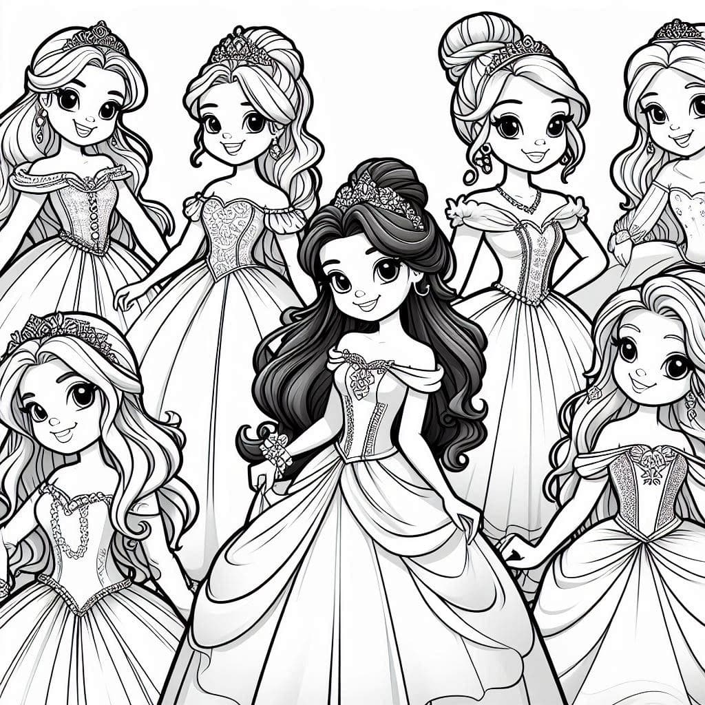 Beautiful Princesses - Enchanting Free Coloring Pages for Royal Creativity! - free coloring page image 3 of 4