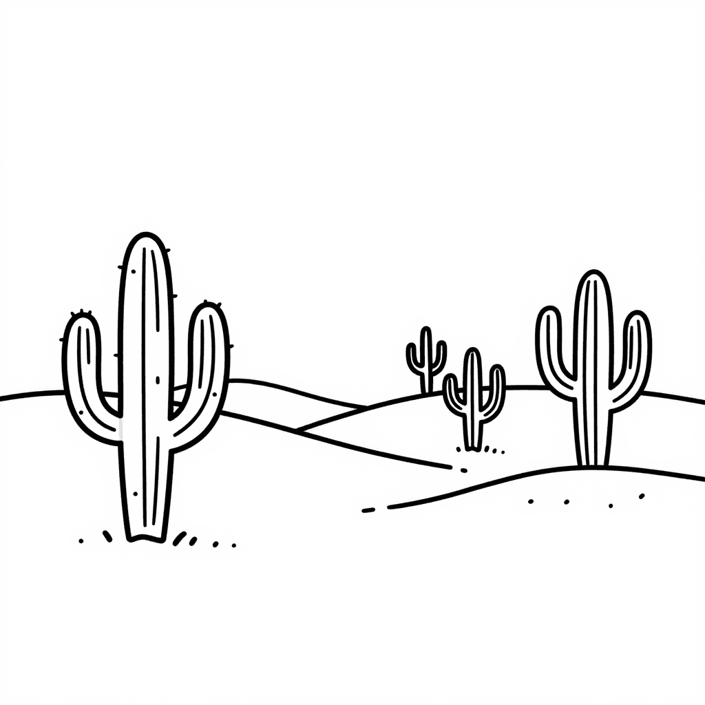 Cactus In Desert Coloring Page - free printable coloring page for kids to download