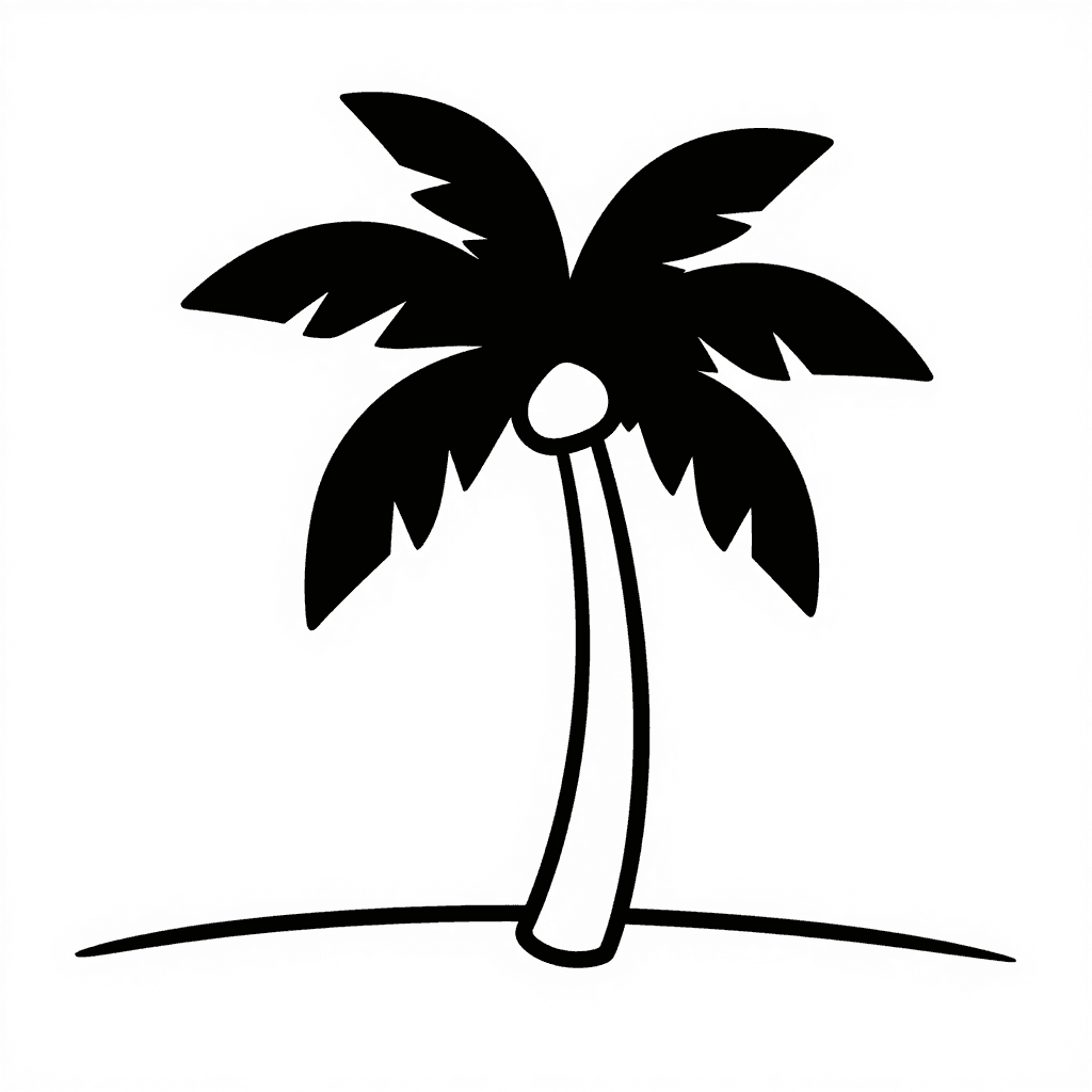 Palm Tree On Beach Coloring Page - free coloring page image 3 of 3