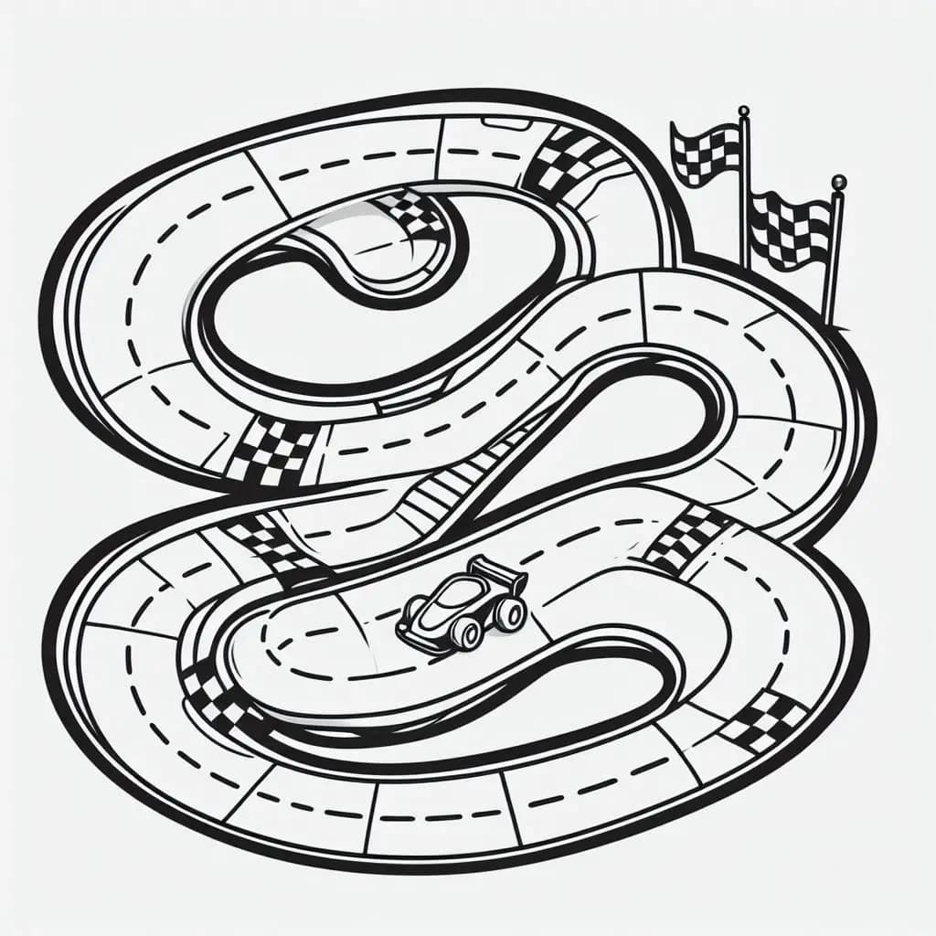 Race Track - High-Speed Free Coloring Pages for Racing Enthusiasts! - free printable coloring page for kids to download
