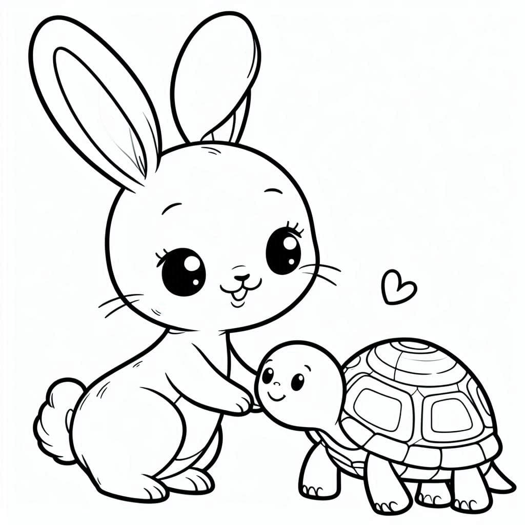 Rabbit and Turtle - Free Coloring Pages for a Classic Tale! - free coloring page image 3 of 4