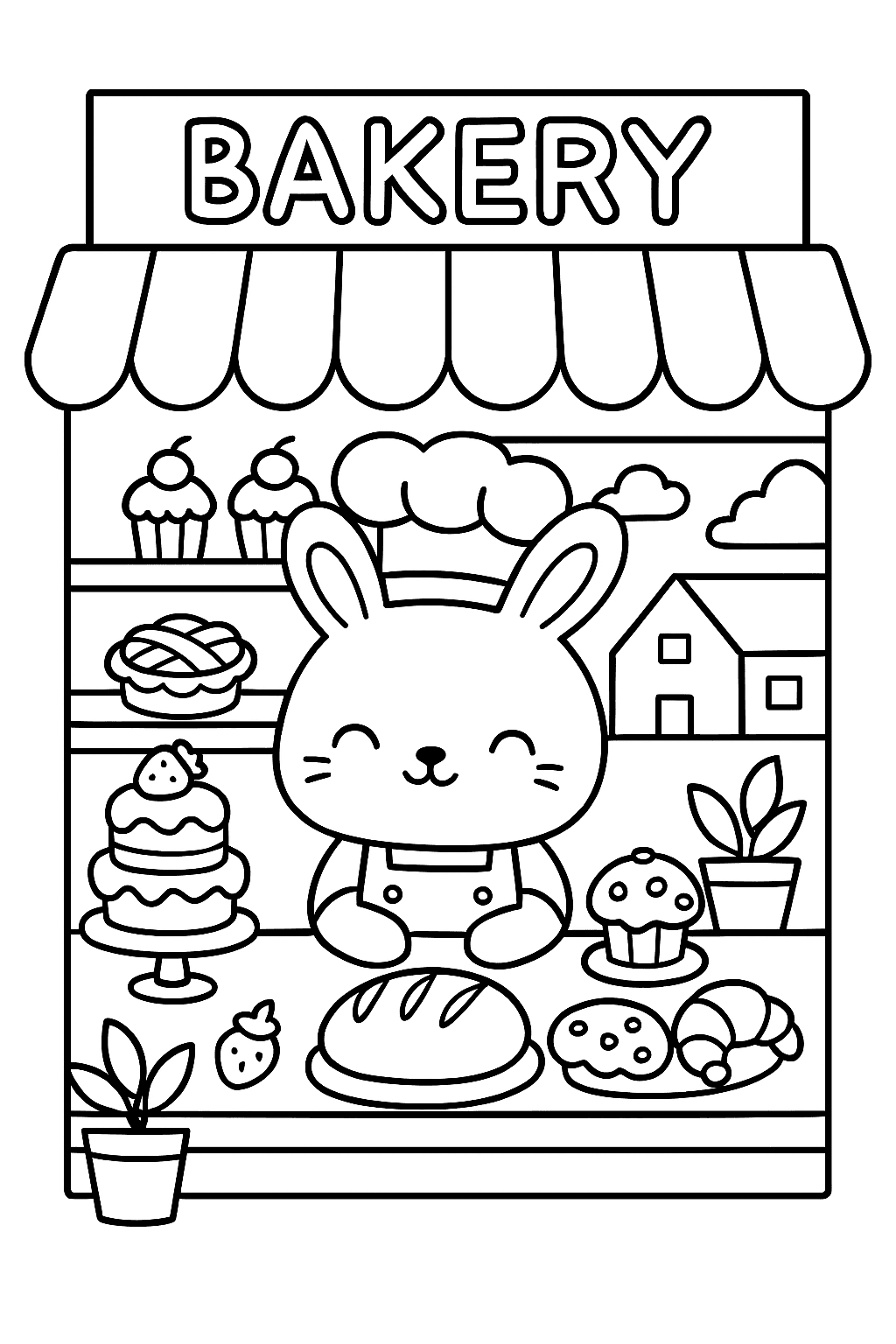 Cute Shop Coloring Page – Adorable Animal Store Scene - free coloring page image 5 of 14