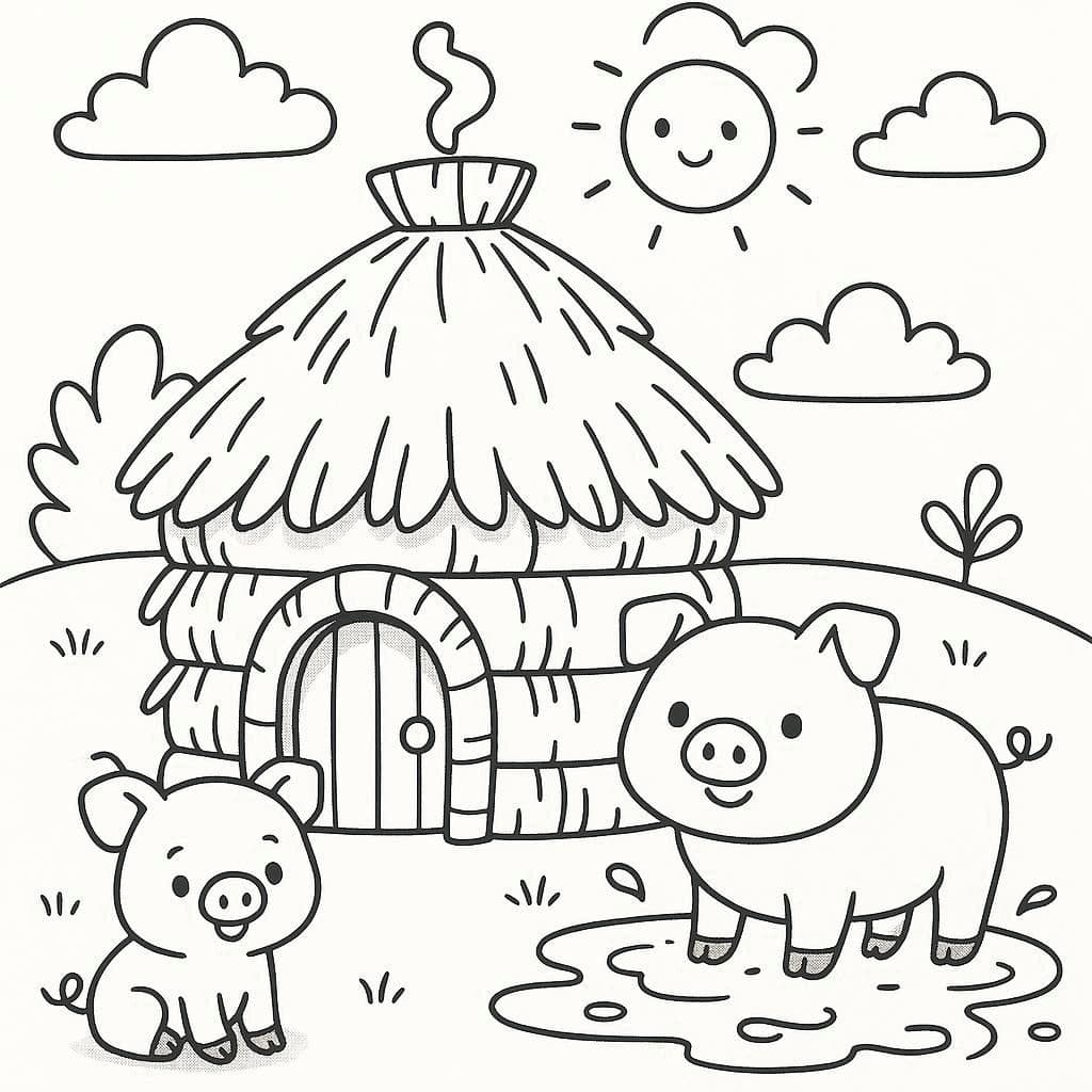 Cozy Animal Homes Coloring Page Collection - free coloring page image 5 of 6