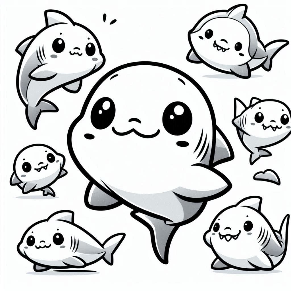 Baby Sharks – A Fin-tastic Coloring Adventure! - free coloring page image 3 of 4