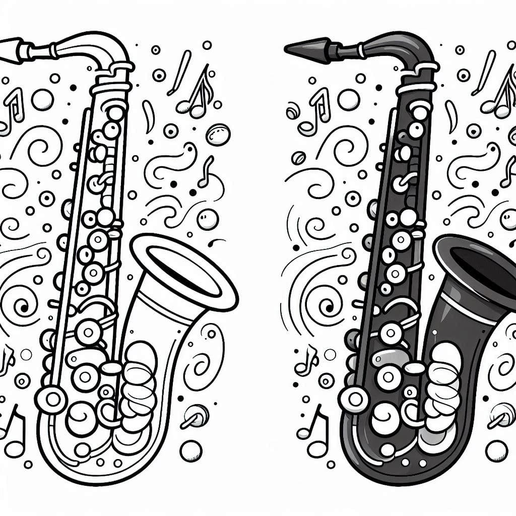 A Saxophone - Soulful Free Coloring Pages for Music & Art Lovers! - free coloring page image 3 of 4