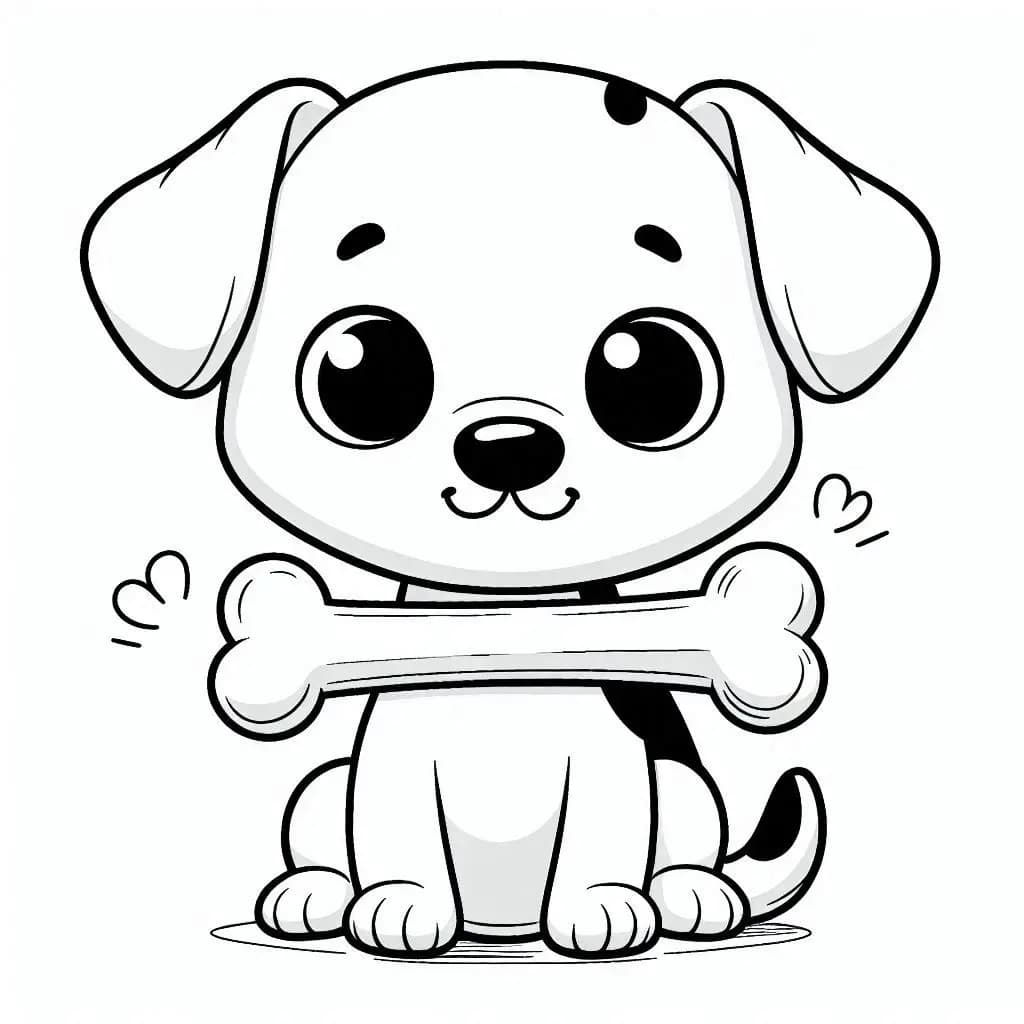 A Dog With Bone - Playful Free Coloring Pages for Puppy Lovers! - free printable coloring page for kids to download