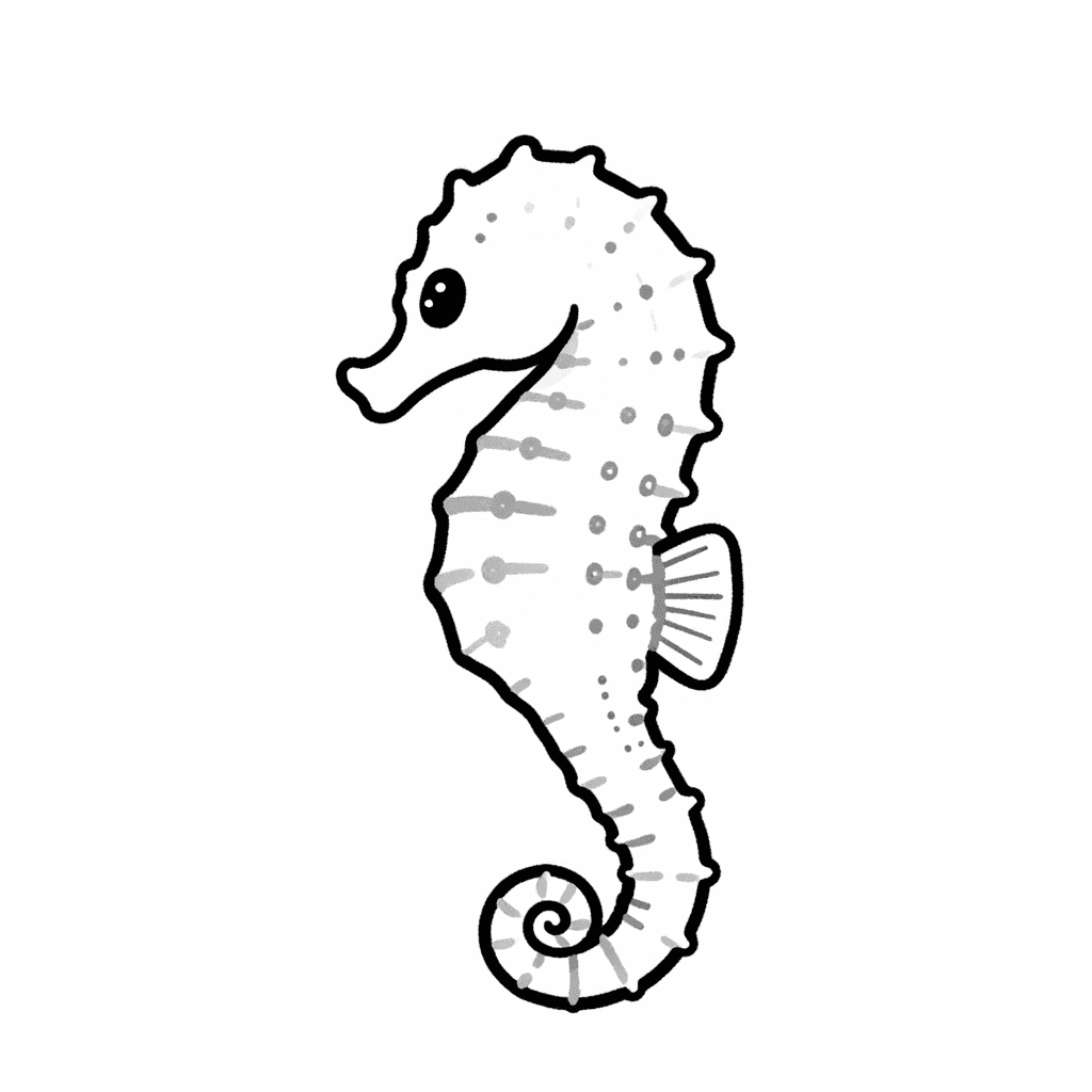 A Seahorse Swimming Coloring Page - free printable coloring page for kids to download