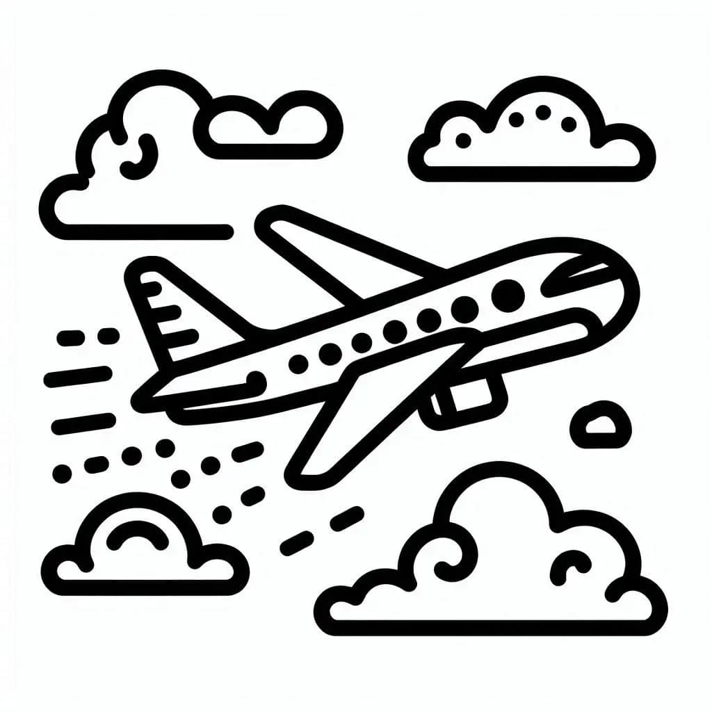Plane in the Sky – Soar to New Heights with Coloring Fun! - free printable coloring page for kids to download